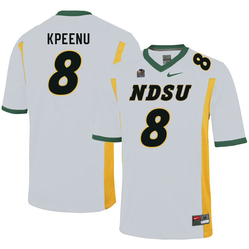 Men #8 Barika Kpeenu North Dakota State Bison College Football Jerseys Sale-White - Click Image to Close